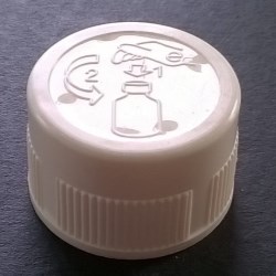 Screw cap PP, ø 28, white. Childproof CRC, with PE liner 1,5 mm